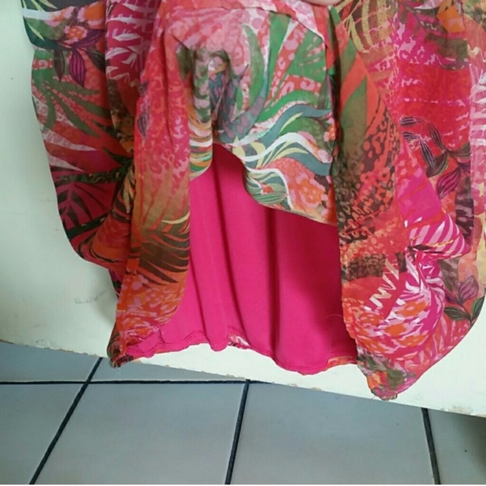 Bailey Girl Tropical Print Spaghetti Strap Sundress in Vibrant Pink & Orange - Picture 4 of 4